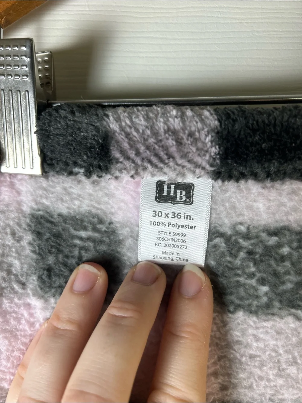 HB Hudson Baby Pink Black Gray Buffalo Plaid Blanket Soft Plush Lovey Thick